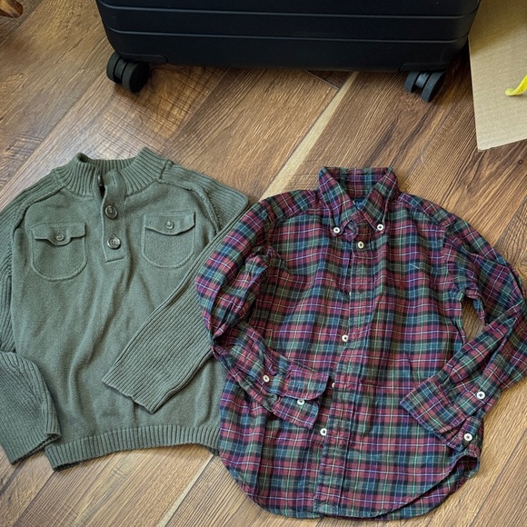 Ralph Lauren Plaid Shirt in Red and Green with Green Sweater size 4/5 - Picture 1 of 4